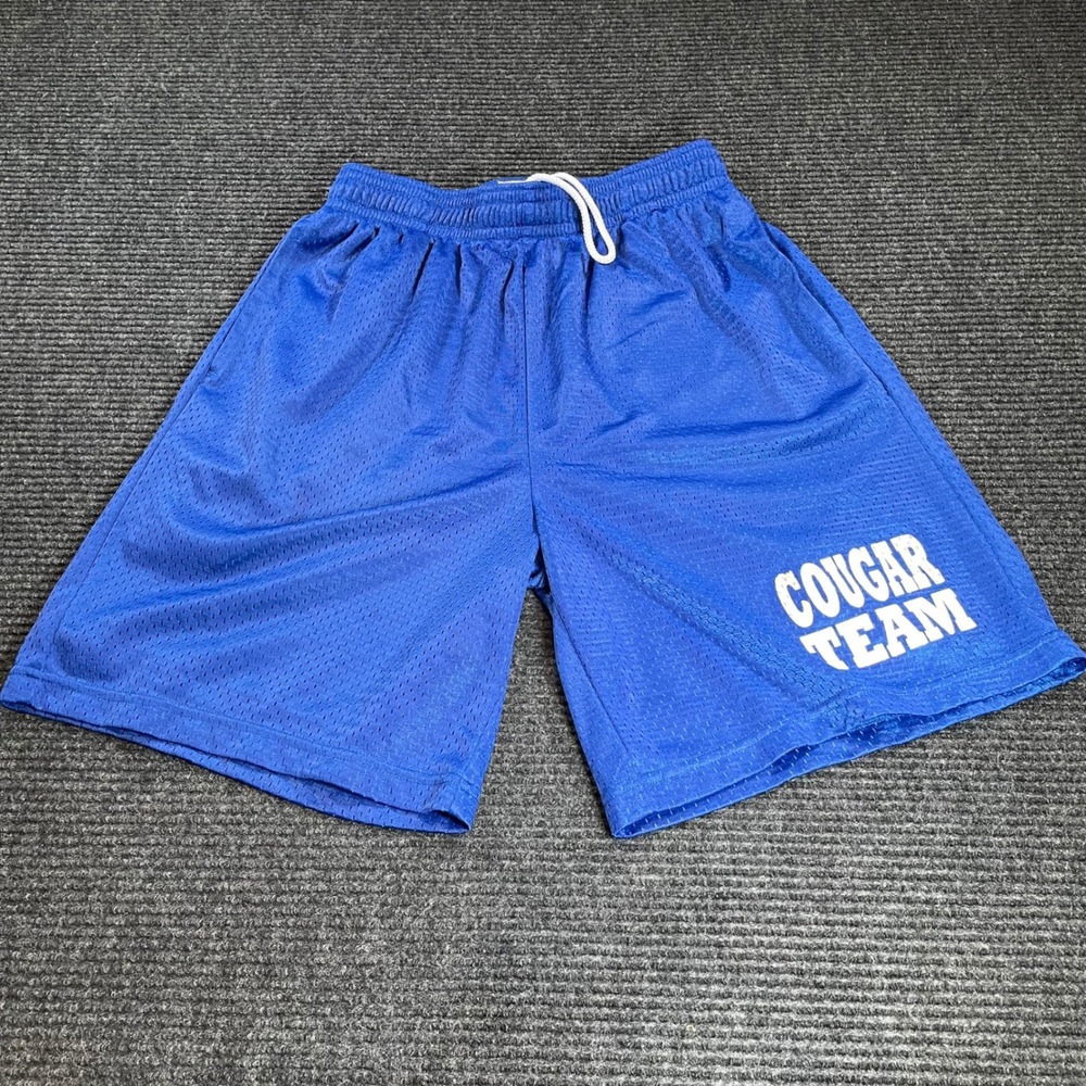 Mens Blue Cougar Team Mesh Athletic Shorts Elastic Waist Gym Basketball Size M